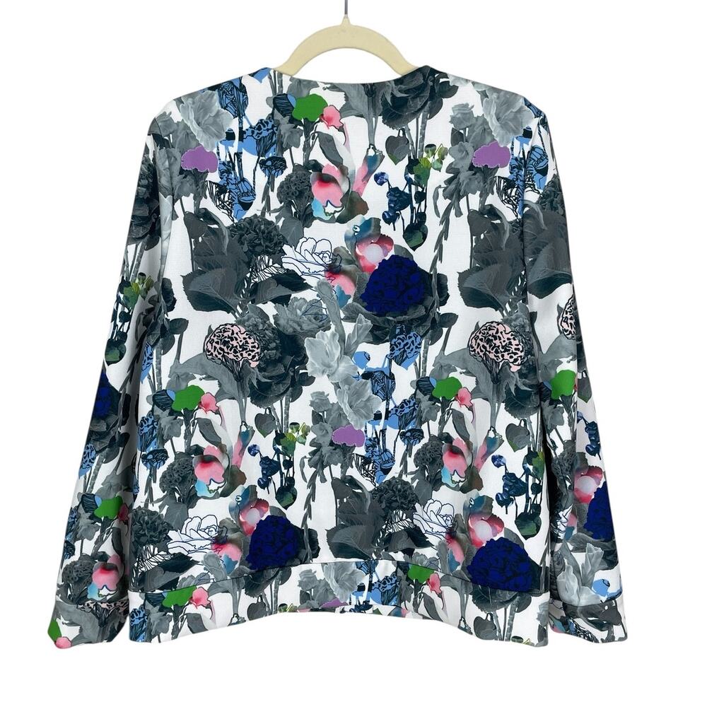 COS Jersey Knit Full Zip Bomber Jacket Floral Multi Women's Sz 14 Modern Career - Picture 9 of 13